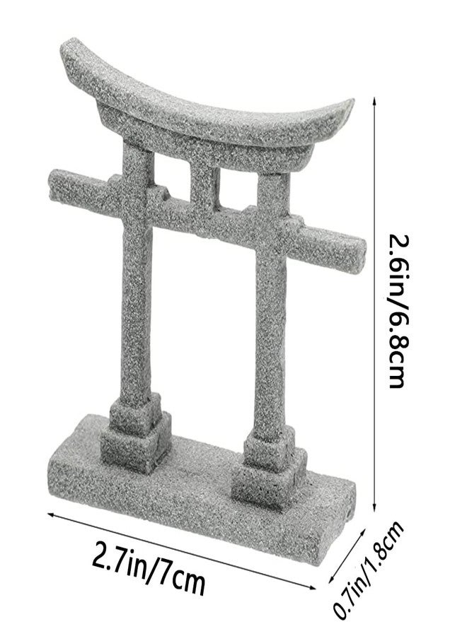 livelyfish Japanese Shinto Torii Gate Fish Tank Decorations Asian Aquarium Statue Decor Japan Shrine Oriental Pagoda Bridge Sandstone Ornament Betta Fish Decorations for Tanks, Grey, S - Image 2